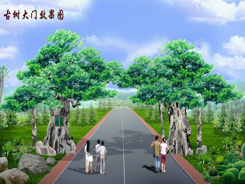 中式設(shè)計(jì)四合院-古建牌坊、門樓效果圖古樹大門設(shè)計(jì)