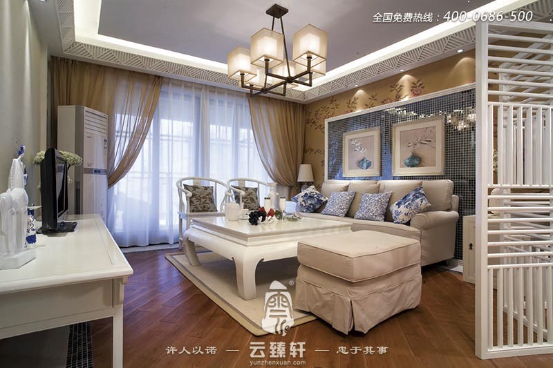 客廳柔美雅致中式設(shè)計樣板間