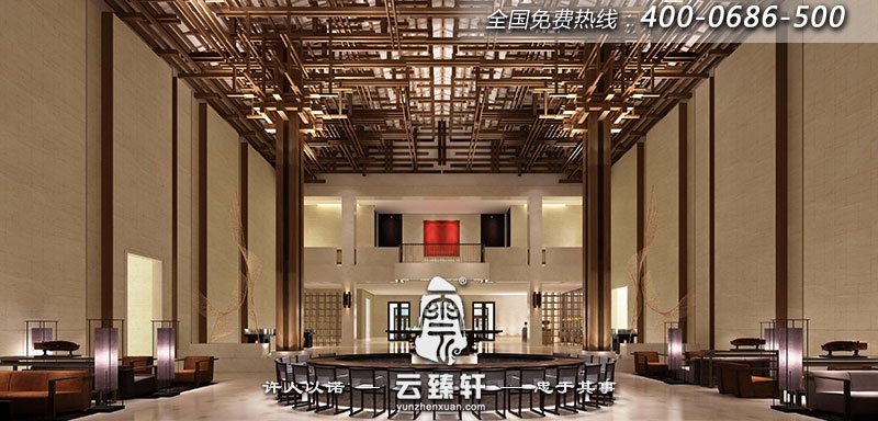 廣州簡潔素雅的養(yǎng)生會所大堂裝修設(shè)計方案