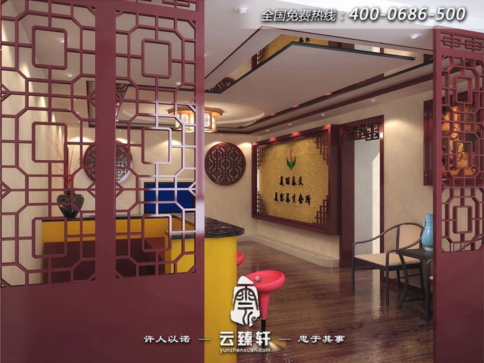 專屬美麗女人的中式美容養(yǎng)生會(huì)所前臺(tái)裝修效果圖