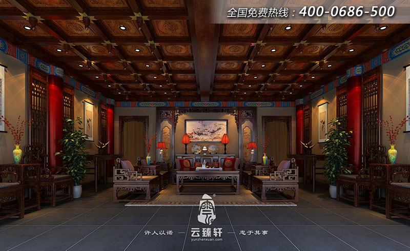 益陽四合院中堂設(shè)計(jì)效果圖