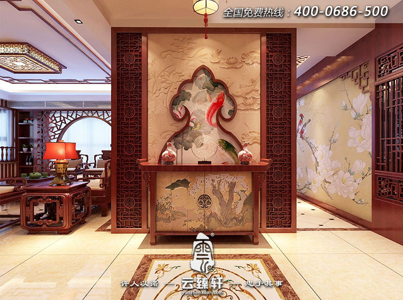 中式客廳玄關(guān)風水擺件效果圖