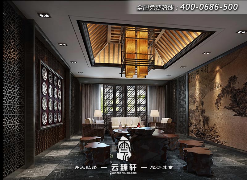 新中式茶室設(shè)計(jì)效果圖