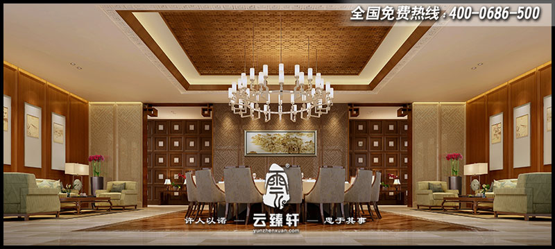 新中式會所接待廳設(shè)計效果圖